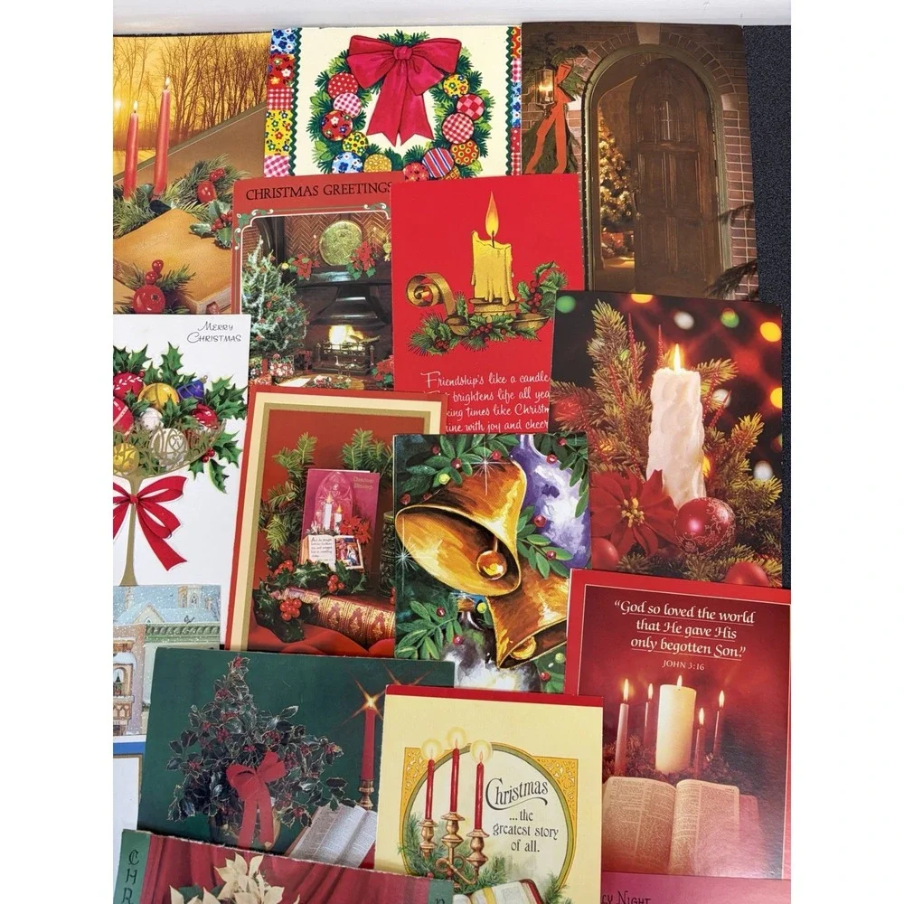 Vintage Christmas Cards Fronts ONLY Traditional Scrapbooking Decoupage Lot 50+